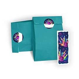Party Bag Set of 12 Gift Bags / Petrol, 12 Stickers and 12 Bookmarks Bowling Neon / Guest Gift for Birthday Children's Birthday Wedding Christening School for Children Boys Girls