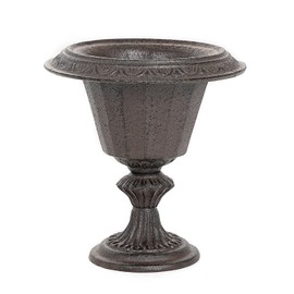 Sungmor Cast Iron Tabletop Flower Vase, Vintage Pretty French Urn Planter Design, 7" Tall 6.6" Wide Decorative Centerpieces Flower Stand Plants Holder, Artificial Flower Arrangements Home Decor