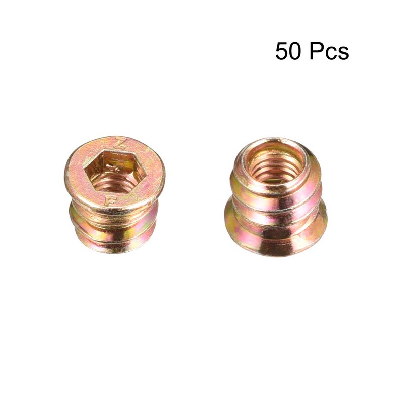 sourcing map Wood Furniture M6x10mm Threaded Insert Nuts Interface Hex