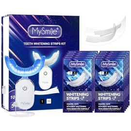 Mysmile Kit Blanqueador Dental con Luz Aceleradora 28 Led y 20 Unidades Tiras Blanqueadoras Dentales, 10 Juegos No Sensible Blanqueador Dental, Sistem