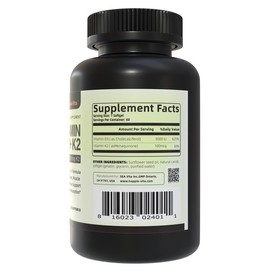 HappieVita Vitamin D3 K2, Vitamin D3 5000 IU (125 mcg) + Vitamin K2 100 mcg, 2 in 1 D3 and K2 Supplements for Bone, Teeth, Muscle and Immune Health Support, 60 Softgels