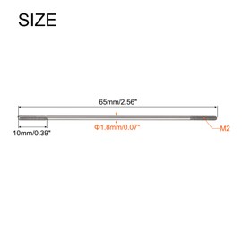 MECCANIXITY 15pcs Push Rod Connector Double End Threaded Rod 304 Stainless Steel for DIY RC Car,Boat,Car,Airplane,Helicopter Model&DIY Material,M2x65mm