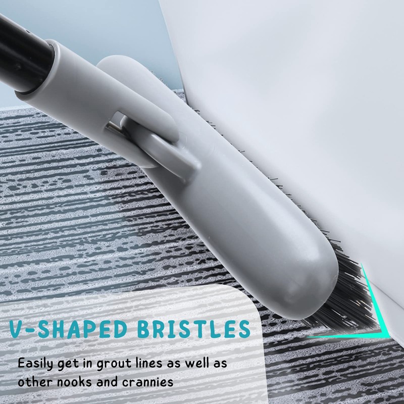 Grout Brush with Long Handle, 49'' Tile Cleaner Tool for