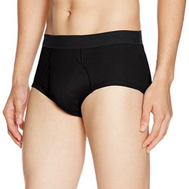 Gunze YV0030N Men's Briefs, 100% Cotton, Standard Opening, Front Opening, Black