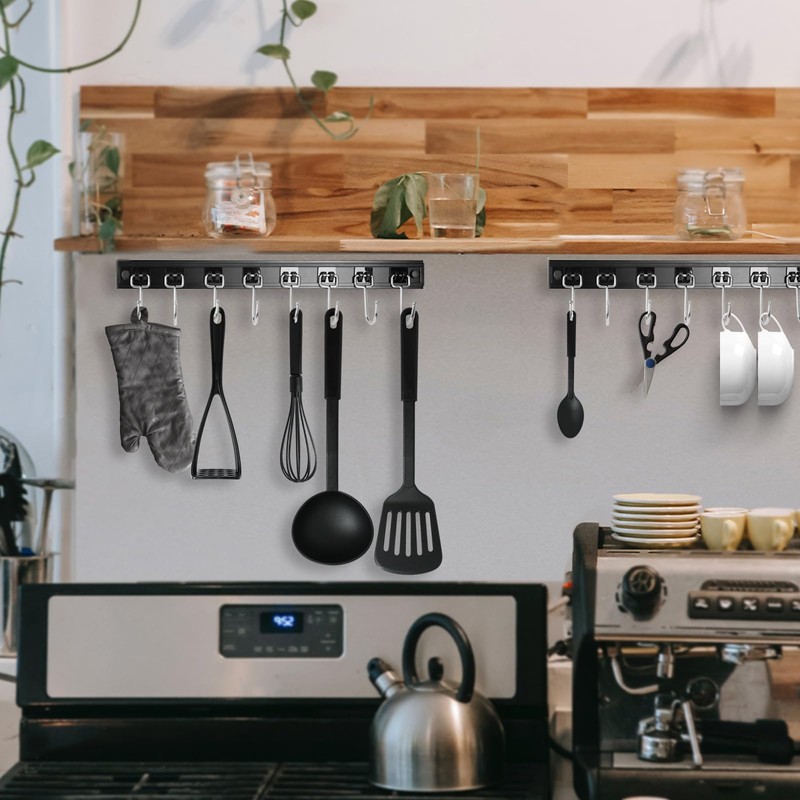 Cociat 2PCS Utensil Racks with 8 Hooks 17 Inch Kitchen