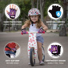 Kiddimoto Kids Cycling Gloves | Anti-Slip Kids Bike Gloves for Boys and Girls| Fingerless Mountain Bike Gloves for BMX, MTB Riding, Gymnastics, Scooters, Skateboard, Balance Bike, Rollerblade.