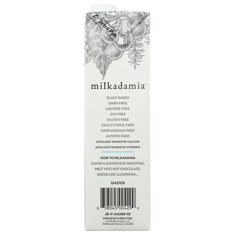 TAOindustry Milkadamia Unsweetened, Macadamia Milk, 32 Oz (3 Pack)