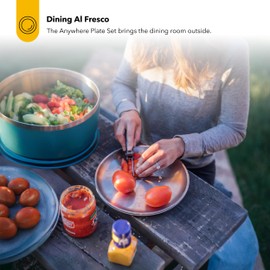 RTIC Anywhere Stainless Steel Plates Set of Two, Stackable, Durable Outdoor Dinnerware, Dishwasher Safe, White