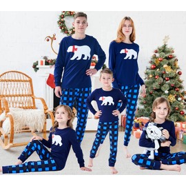 Dolphin&Fish Family Matching Christmas Pjs Boys Girls Christmas Pajamas Bear Kids Sleepwear Size 5 Blue