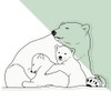 Extra Large 460mm 'Polar Bear Mother & Cubs' Transparent/Clear Sticker
