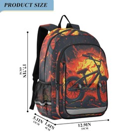 senya School Backpack Kids College Rucksack Travel Bookbag Fashion Back Pack Girls Boys Bike Red Black Color Flames