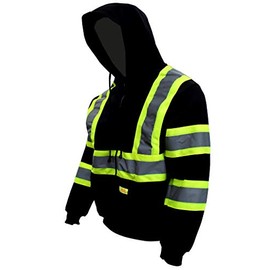 New York Hi-Viz Workwear H9013 Men's ANSI Class 1 High Visibility, Lightweight Hoodie, Black (Extra Large)