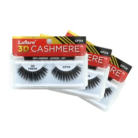 LAFLARE 3D CASHMERE Eyelashes, Natural Look, FRESH, GLAM, WISPY, HOT, Fluffy, Soft, Reusable, Luxurious Handmade Strips False Lashes - 3 PACKS SPECIAL BUNDLE CF (CF114, 3)