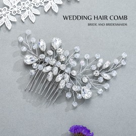 Jakawin Bride Crystal Wedding Hair Comb Rhinestone Hair Piece Silver Headpiece Bridal Hair Accessories for Women and Girls HC120