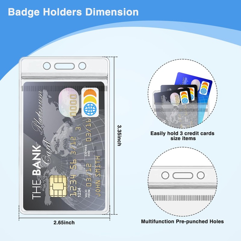 10 Pack Badge Holder Sealable Waterproof Clear Vertical Holder Fit