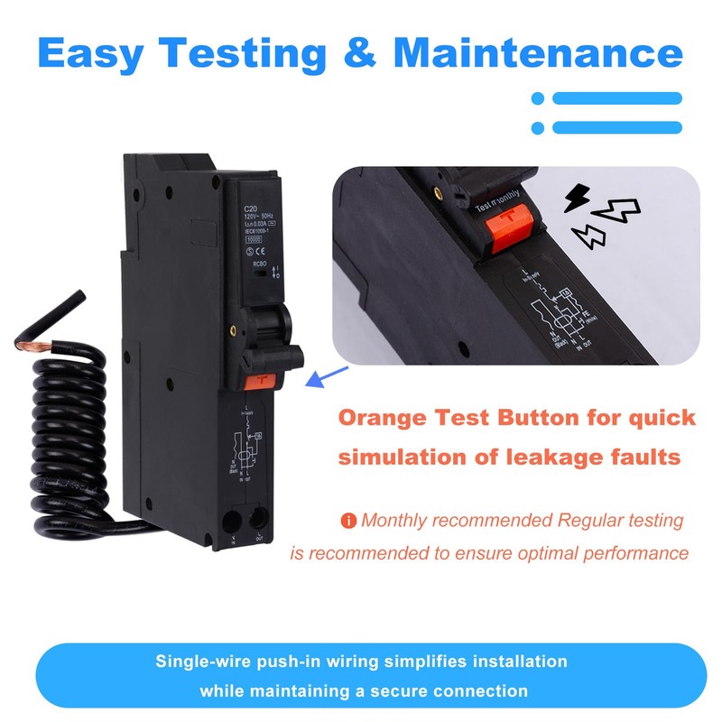 120V 20A RCBO, Residual Current Circuit Breaker with Overload and