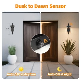 tewei LED Outdoor Wall Sconce Dusk to Dawn Outdoor Lighting, Modern Exterior Lighting Fixtures, Black LED Front Porch Lights Outside Wall Mount Lights for House, Hallway, Warm White 3000K, 1 Pack