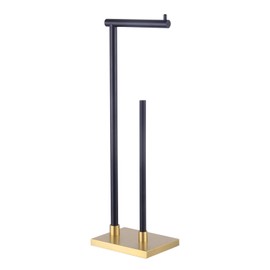 GERZWY Bathroom Free Standing for Countertop Toilet Paper Holder SUS 304 Stainless Steel Stand Modern Paper Towel Holder (Black & Gold) DZY003-BD