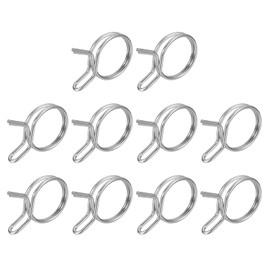 uxcell 10Pcs 0.55-0.63 Inch Inner Dia Double Wire Spring Hose Clamp, Stainless Steel Adjustable Spring Clips for Hose Fuel Line Silicone Tube Water Pipe Air Pipe
