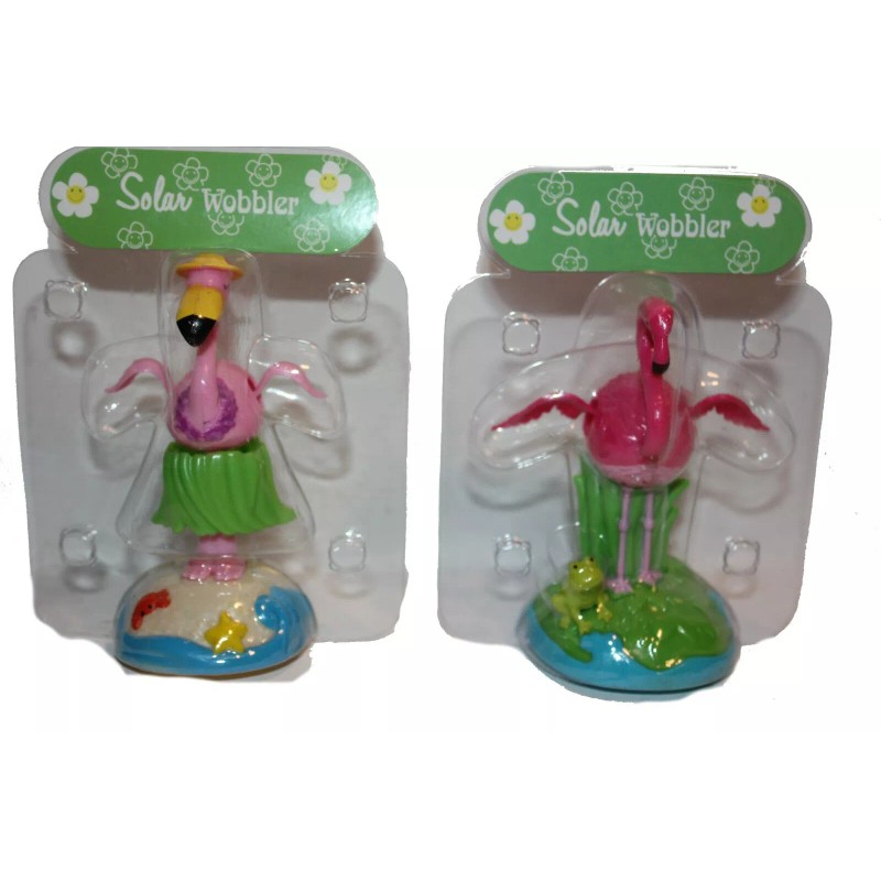 Solar Set of Valentines Flamingos, Solar Powered Love, happy friendship