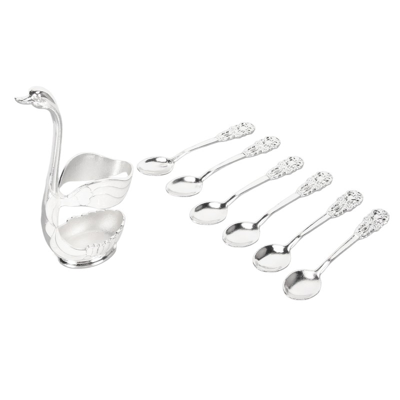 Silver Swan Dinnerware Set Swan Base Holder Teaspoon Cutlery Set