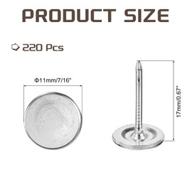 MECCANIXITY Upholstery Tacks for Furniture, 7/16 Inch (11 x 17 Mm) Metal Round Black Thumb Tacks for Wall Decorative Upholstery Nails DIY Project Home Decor (Silver, Pack of 220)