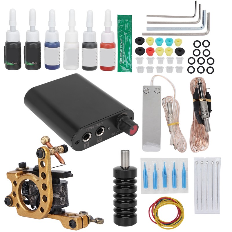 Professional Tattoo Machine Kit Tattoo Power Supply 10 Wraps Complete