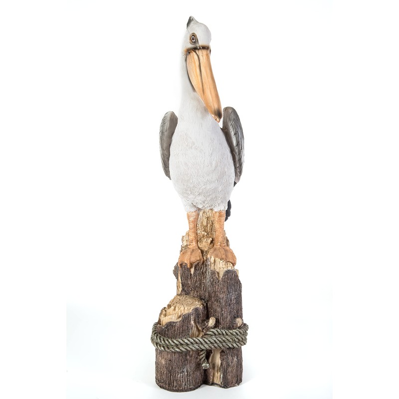 Pelican Statue – 24" Tall White Coastal Bird Sculpture on