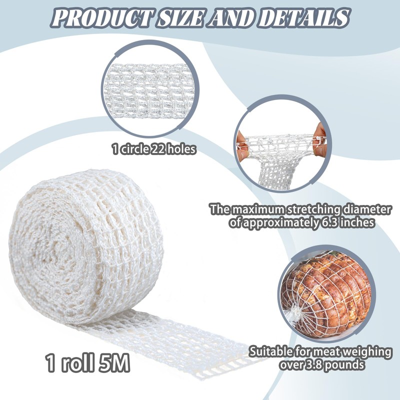 GliCraft 2 Rolls 16.4 ft Meat Netting Roll, Size 22