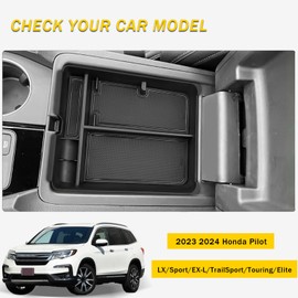 HIRUFAIT Center Console Organizer Compatible with Honda Pilot 2023-2025 / Ridgeline 2024-2025 / Passport 2024-2026, Central Control Armrest Storage Box Insert Secondary Organizer Tray Accessories