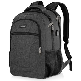 BIKROD Rucksack Herren, Schulrucksack Jungen Teenager, 15.6 Zoll Laptop Arbeit Daypack mit USB-Ladeanschluss für Business Wandern Reisen Camping Schulranzen, Schwarz