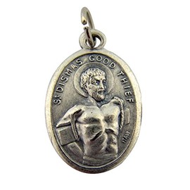 Religious Gifts Silver Tone Saint St Dismas The Good Thief Medal Pendant, 1 Inch