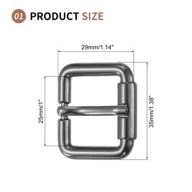 SUIKIHUM 5 Pack Roller Belt Buckle, 0.8 Inch Single Prong Belt Buckle, Roller Pin Buckle Zinc Alloy for Belt Bag Keychain, Black