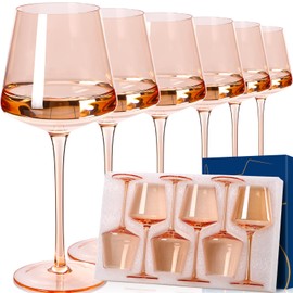 Stemless Colored Wine Glasses Set of 6-14oz Crystal Colorful Wine Glasses-Unique Hand Blown Muticolor Wine Glasses Colorful Wine Glass Wedding gift set for wine lovers