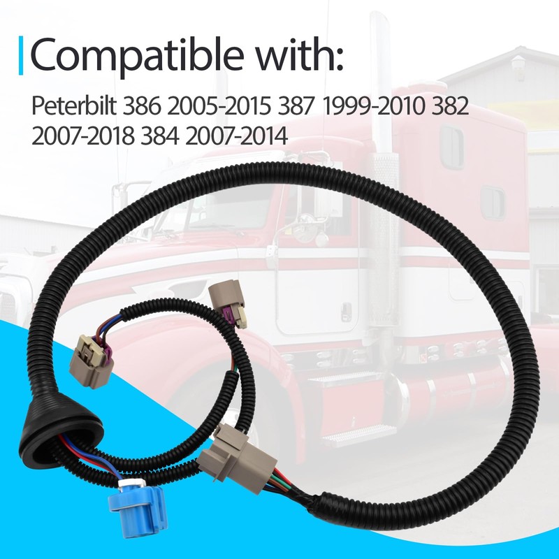 Headlight Harness Compatible with Peterbilt 386 2005-2015, 387 1999-2010, 382
