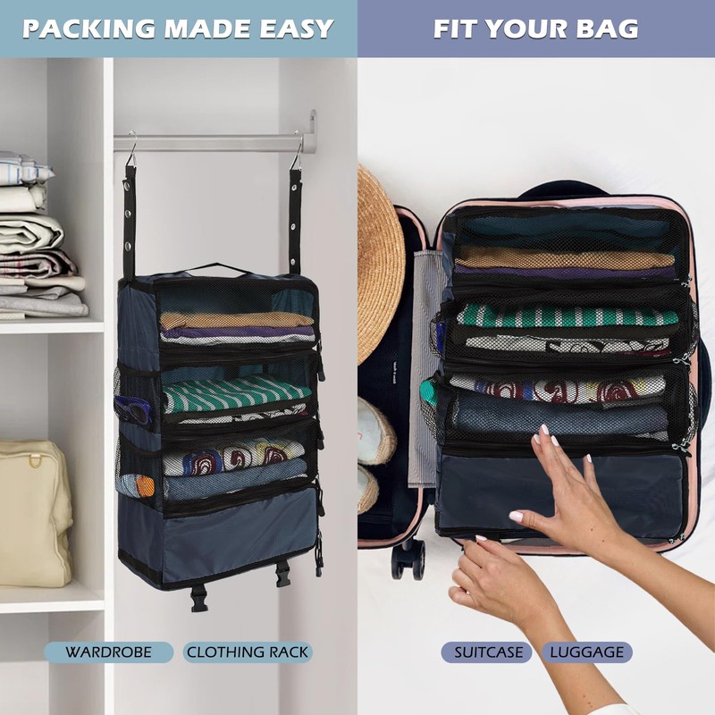Surblue Travel Hanging Luggage Organizer Portable Suitcase Closet Organizer Multiple