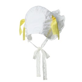 BPURB Medieval Women's Maid Mop Hat Colonial Pilgrim Prarie White Hood Victorian Costume Headwear Cotton (White-Yellow)