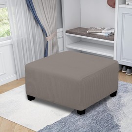 Easy-Going - Funda elástica otomana Plegable, Protector de Muebles, Rectangular, Suave y con Parte Inferior elástica (Mediano, Gris Pardo)