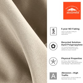 ABCCANOPY OLEFIN® 5-Year No Fading 9FT 3 Tiers Patio Umbrella, Outdoor Table Umbrella with 8 Sturdy Ribs for Deck, Backyard, Garden, Yard (Beige)