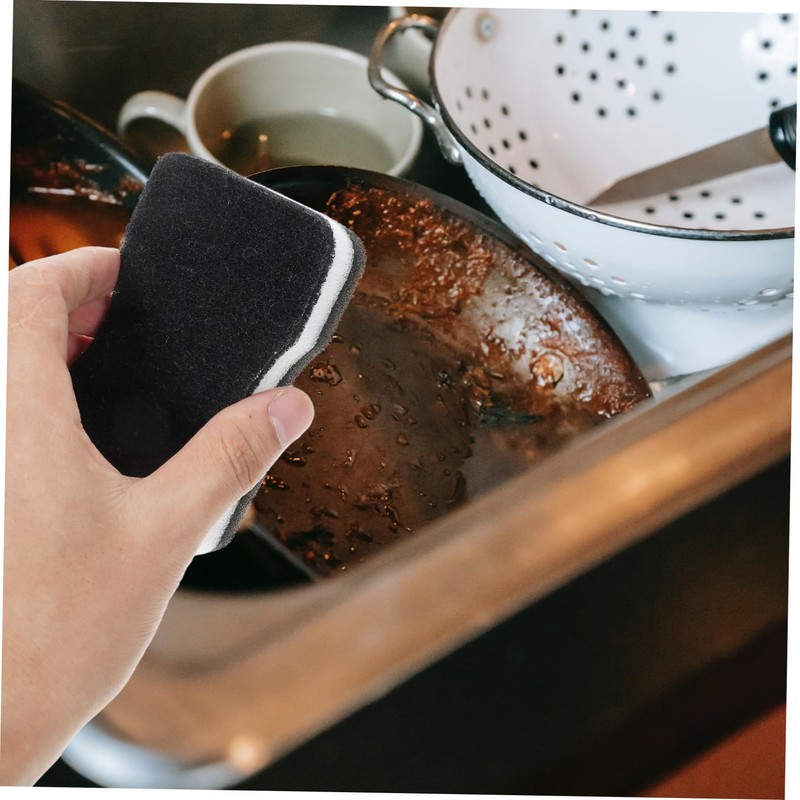 NOLITOY Scrub Black Kitchen Sponge Pads 2 Sides Dishwashing Sponge
