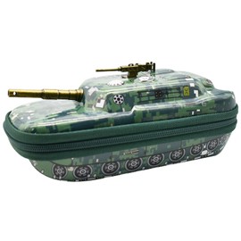 Maydahui Camo Pencil Case Large Capacity Tank Shape Pen Pouch Holder Compartments Organizer Pencil Bag Stationery Box Waterproof EVA Camouflage Green