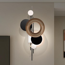 HEBOIX Black 3D Wall Art Decor with Led Lights，Voice-Activated Luminescence Abstract Modern Metal Walls Decor，Minimalist Large Walls' Art for Corridor/Entrance Wall(22''Lx46''W-Light)