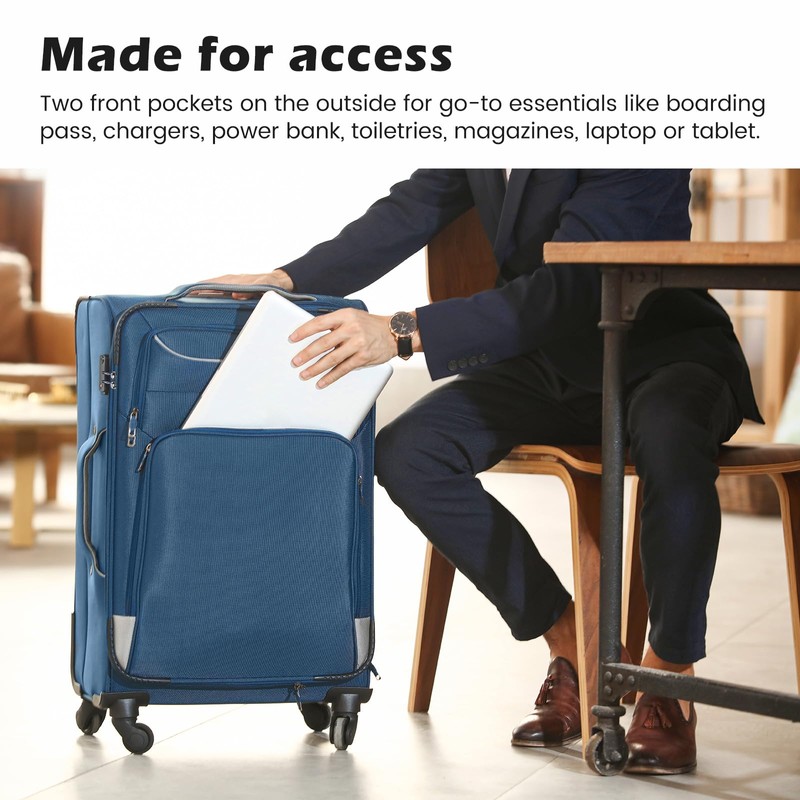 Coolife Luggage 4 Piece Set Suitcase Spinner TSA Lock Softshell