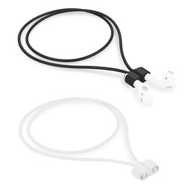 VSuRing 2 Packs Magnetic Anti-Lost Straps For Airpods Pro 2 1 Airpods 3rd 2nd 1st Generation Soft Silicone Lightweight Cord Sports Lanyard Neck Rope Sturdy String (Black&White)