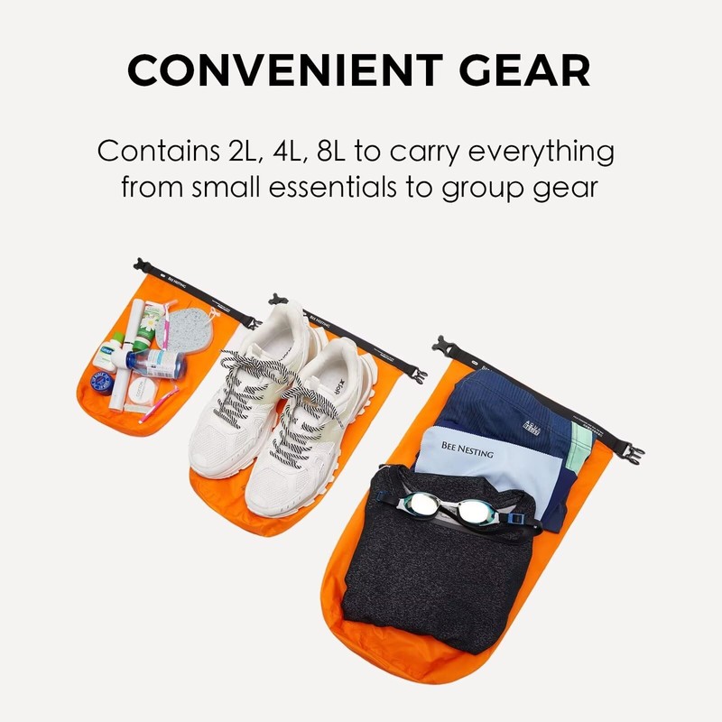 Bee Nesting Ultralight Dry Bag Set for Backpacking,Waterproof Dry Sack