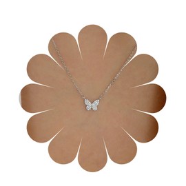 Inateannal Boho Crystal Butterfly Choker Necklace Rhinestone Butterfly Pendant Necklace Silver Cz Butterfly Chain Necklace Minimalist Butterfly Necklace Jewelry for Women and Girls