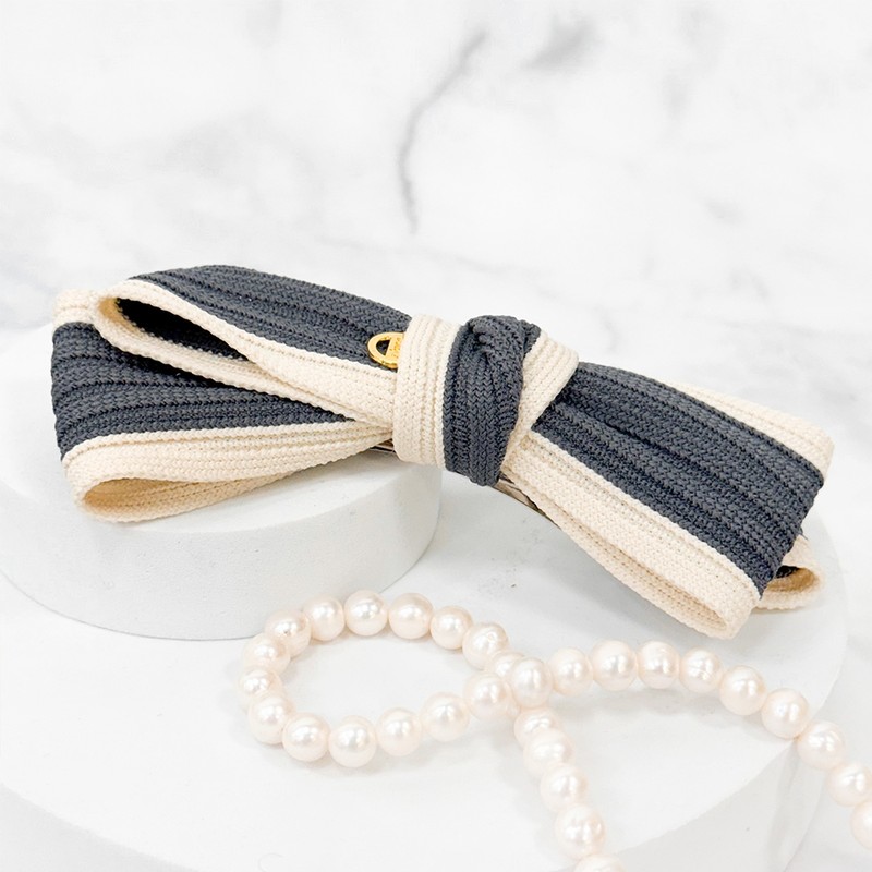 Burnaby deep gray knit ribbon hairpin pin option / 버나비