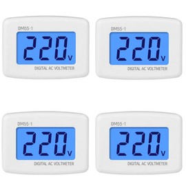 4 Pcs AC 80-300V Digital LCD Voltmeter with Flat US Plug Precision Voltage Monitoring for Household Outlets RV Electrical Systems Plug-in Auto-Ranging Digital Meter Voltage Measurement Device