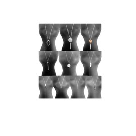 Ofeiyaa 10Pcs Long Pendant Necklace Simple Moon Bar Three Triangle Tassel Lock Sweater Y Shape Punk Chain Choker Necklace for Women Adults Gold Silver Tone (D:10Pcs Silver Tone)