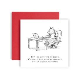 Huxters Birthday Cards for Men and Him – Pooh Piglet Passwords - Brother Uncle Friend Mum Auntie Nan Grandad - cards for her women 14.8cm